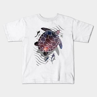 Floating space turtle Kids T-Shirt